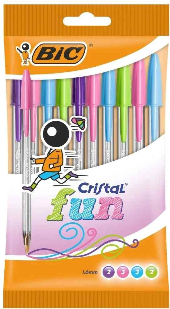  Bic Cristal Fun Pack of 10 Assorted Colours