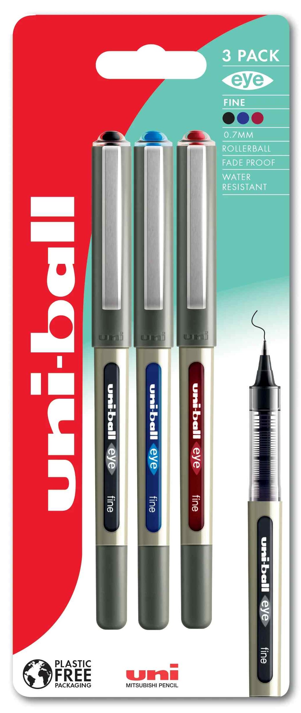 Uni-ball Pens UB157 Blister Pack Assorted Colours