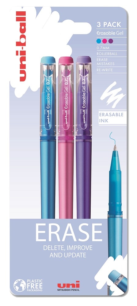 Uniball Erasable Pens Pack of 3 Assorted Colours
