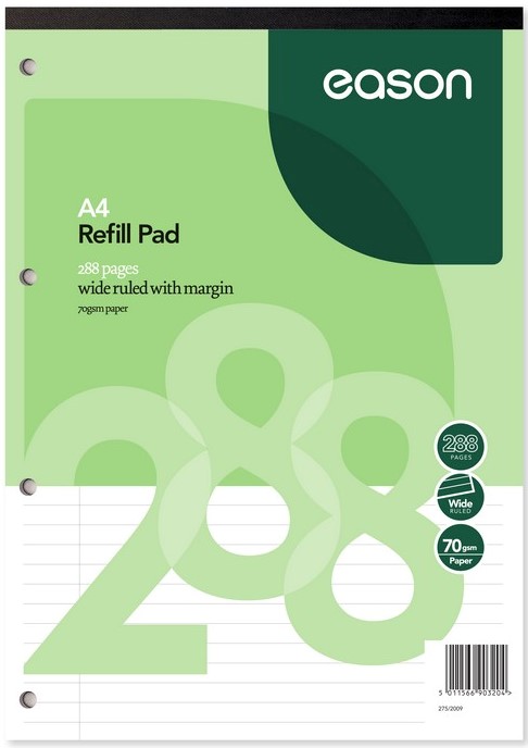 Eason A4 Refill Pad 288 Page Pack of 3