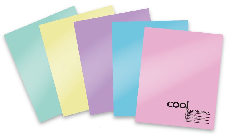 Eason 10 Pack 120 page A4 Cool PP Cover Book Pastel Colours