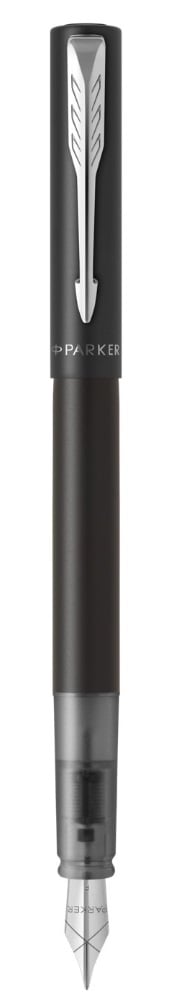 Parker Vector Fountain Pen, Black with Chrome Trim medium nib Blue Ink