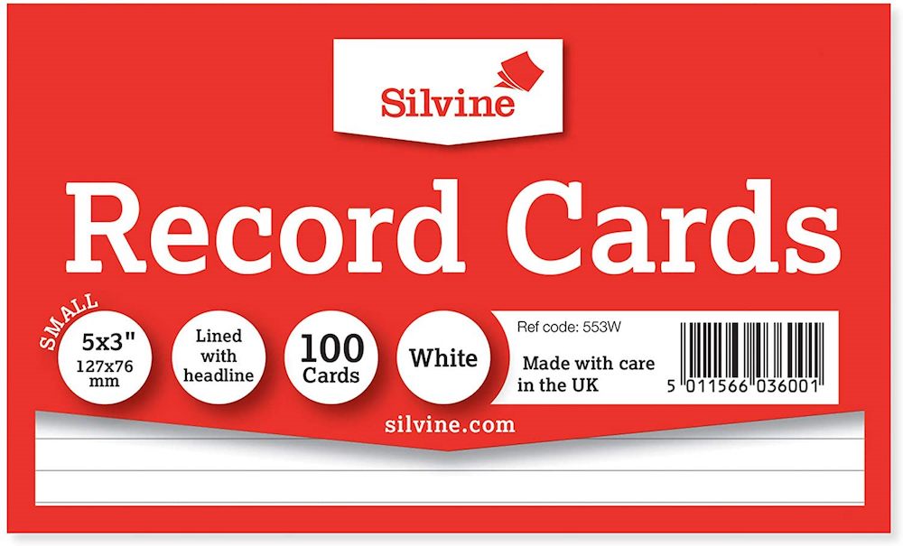 Record Cards 5X3 100 White